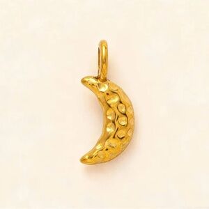 Gold Tone Crescent Moon Charm | Stainless Steel